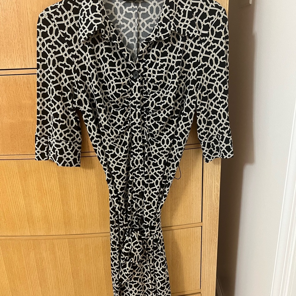 Diane von Furstenberg Black and White Long Sleeve Dress